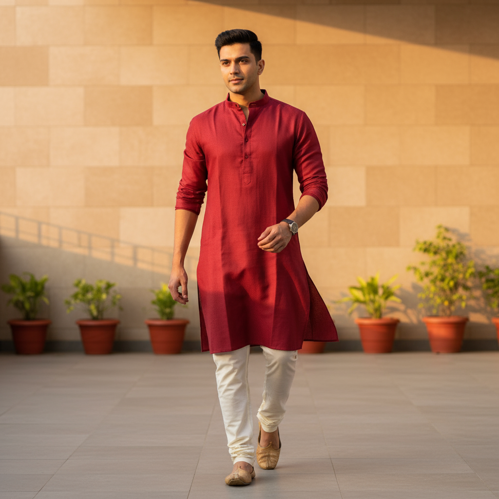 Maroon Classic Kurta