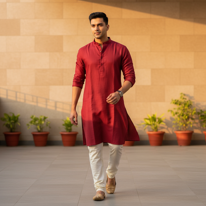 Maroon Classic Kurta