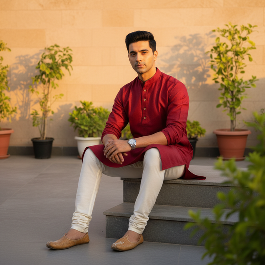 Maroon Classic Kurta
