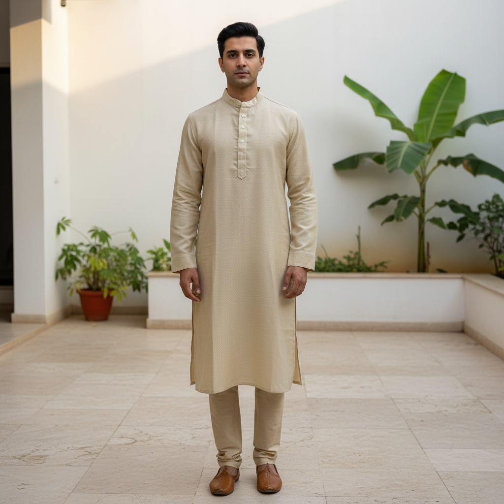 Beige Classic Kurta