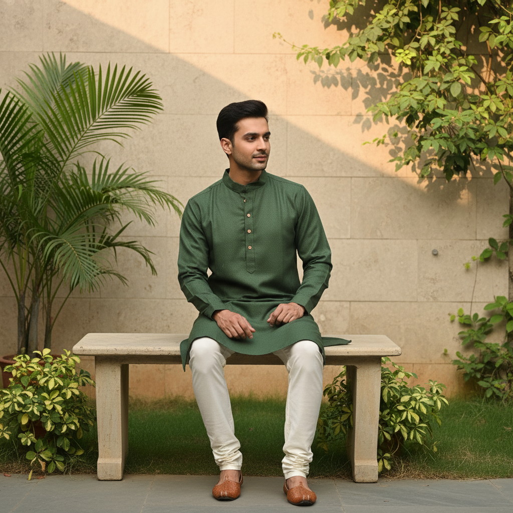 Bottle Green Classic Kurta