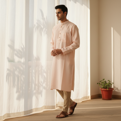 Peach Air Kurta